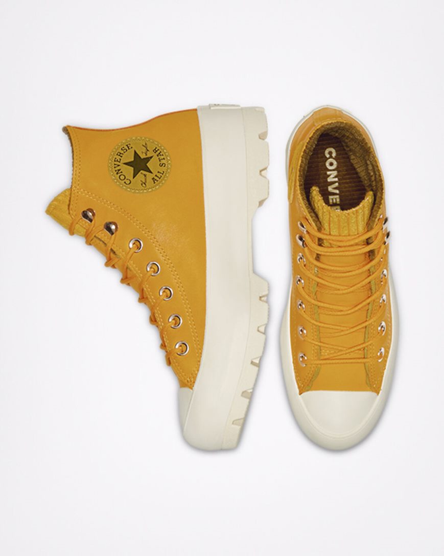 Women's Converse Chuck Taylor All Star GORE-TEX Lugged Waterproof Leather High Top Shoes Gold / Olive | AU 1E490R